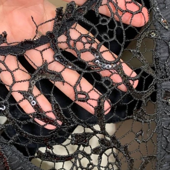 Free People Deep V-Neck Ruched Black Bodycon Long Sleeve Dress - Picture 5 of 7